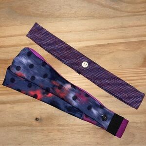lululemon athletica Headband Set of 2 Fuchsia Purple Black NEW